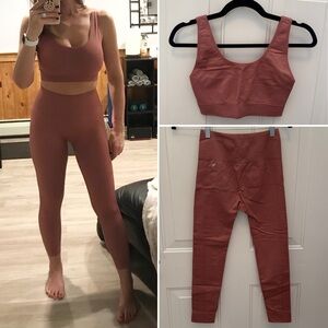 Fabletics Women's Leggings and Sports Bra Set - Dusty Rose